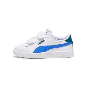 TENIS SMASH PUMA PUMA WHITE-HYPERLINK BLUE-COLD GREEN NIÑOS - BLANCO